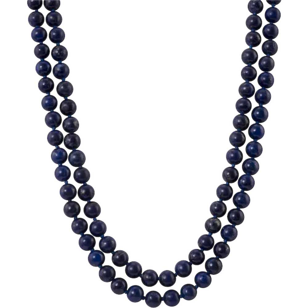 Double Strand Lapis Bead Necklace - image 1