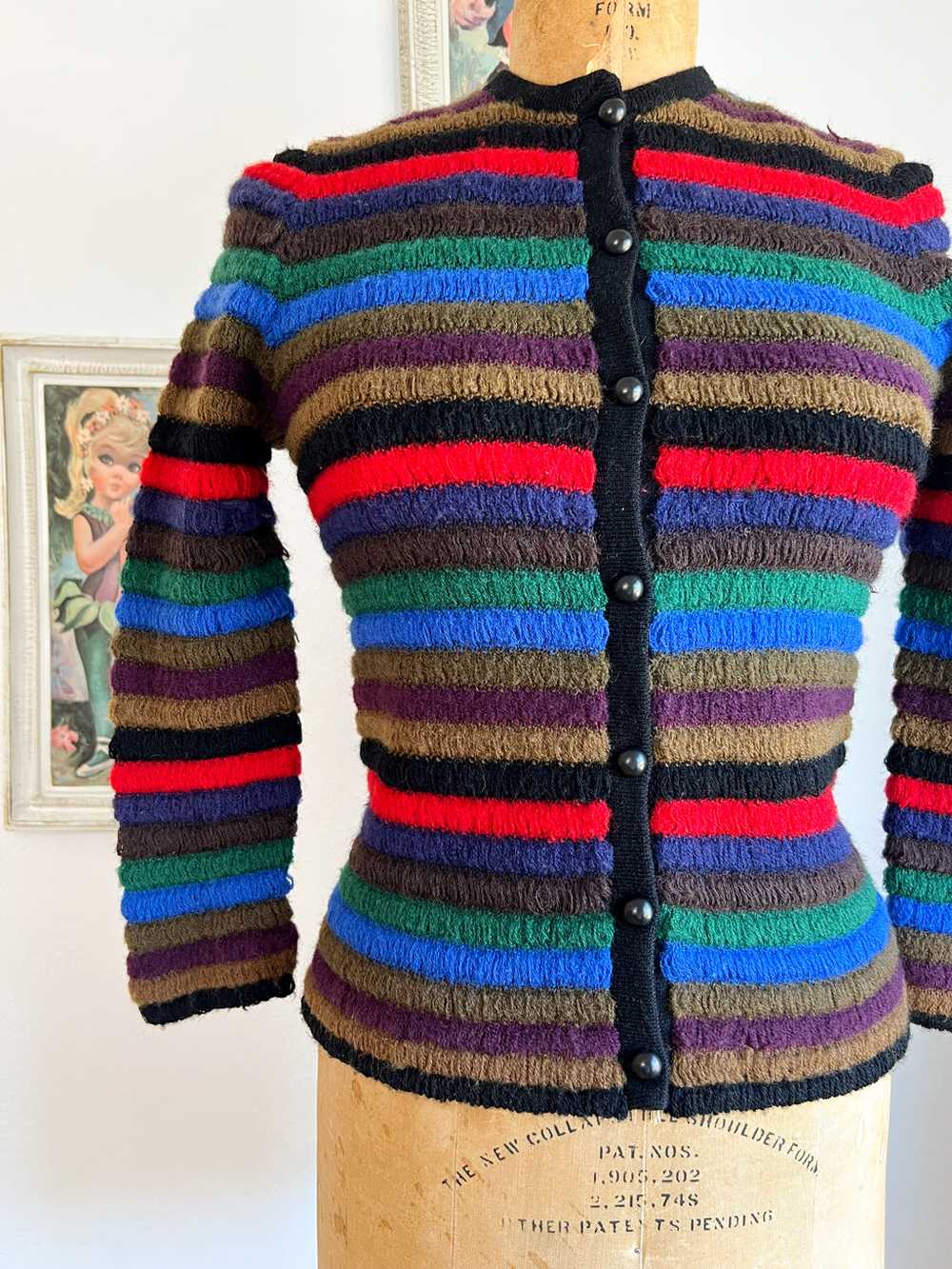 Vintage 1960s Sweater - Mod Electric Rainbow Stri… - image 2
