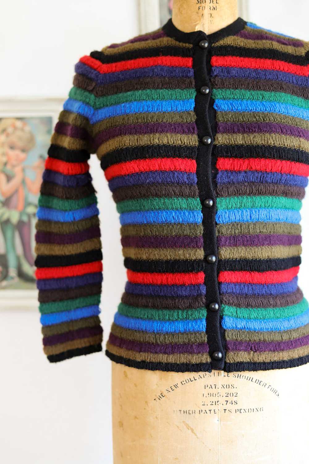Vintage 1960s Sweater - Mod Electric Rainbow Stri… - image 4