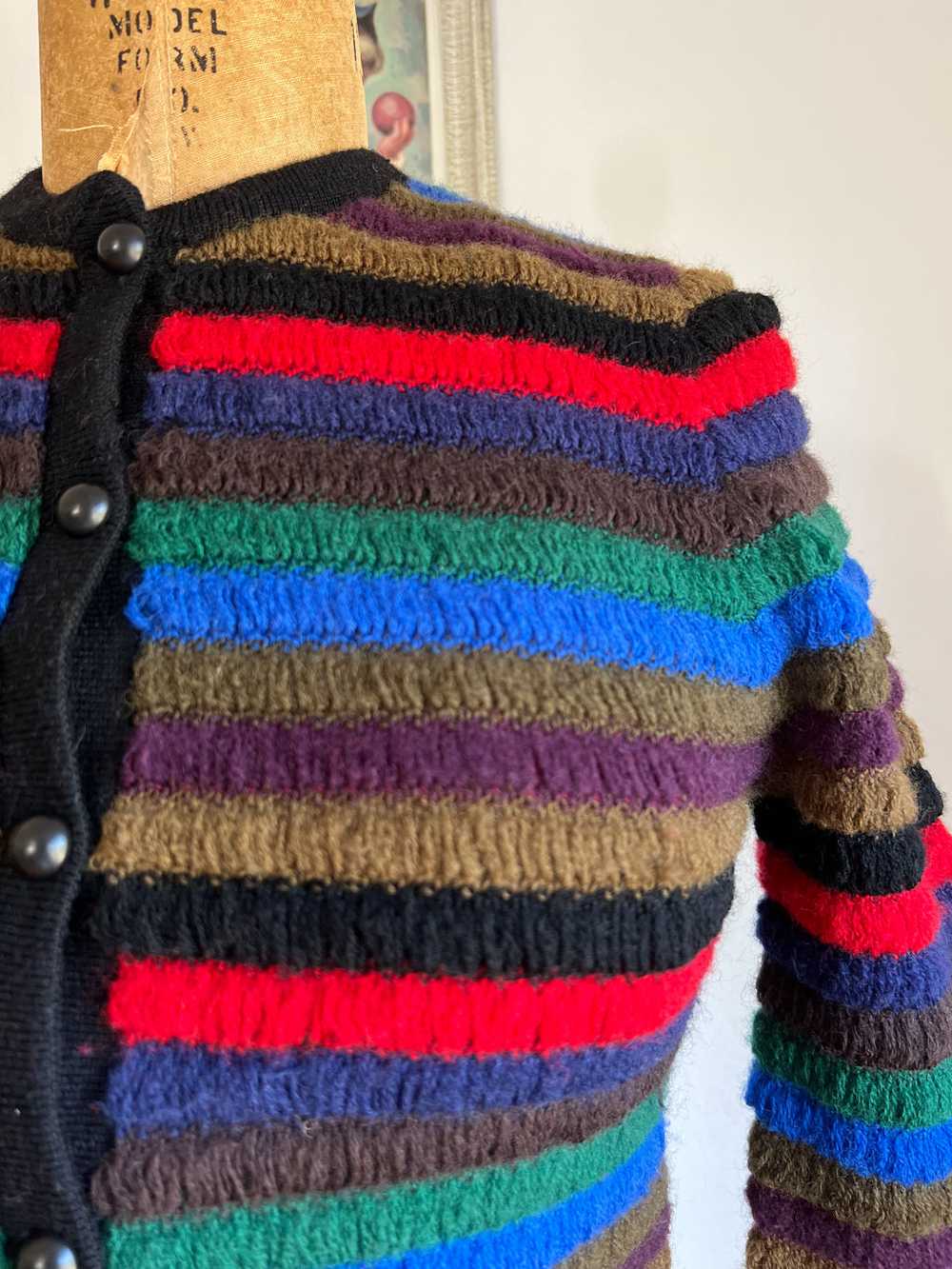 Vintage 1960s Sweater - Mod Electric Rainbow Stri… - image 5