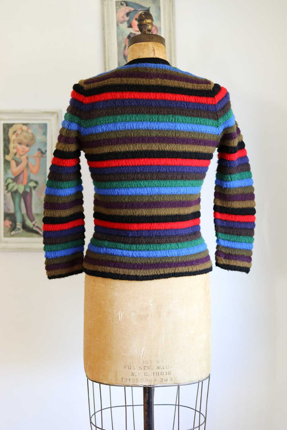 Vintage 1960s Sweater - Mod Electric Rainbow Stri… - image 7