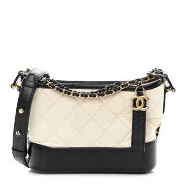 CHANEL Aged Calfskin Quilted Small Gabrielle Bucket White 322138