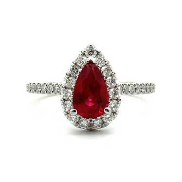 18K W Gold Pear Shaped Color Changing AA Ruby Dia… - image 1