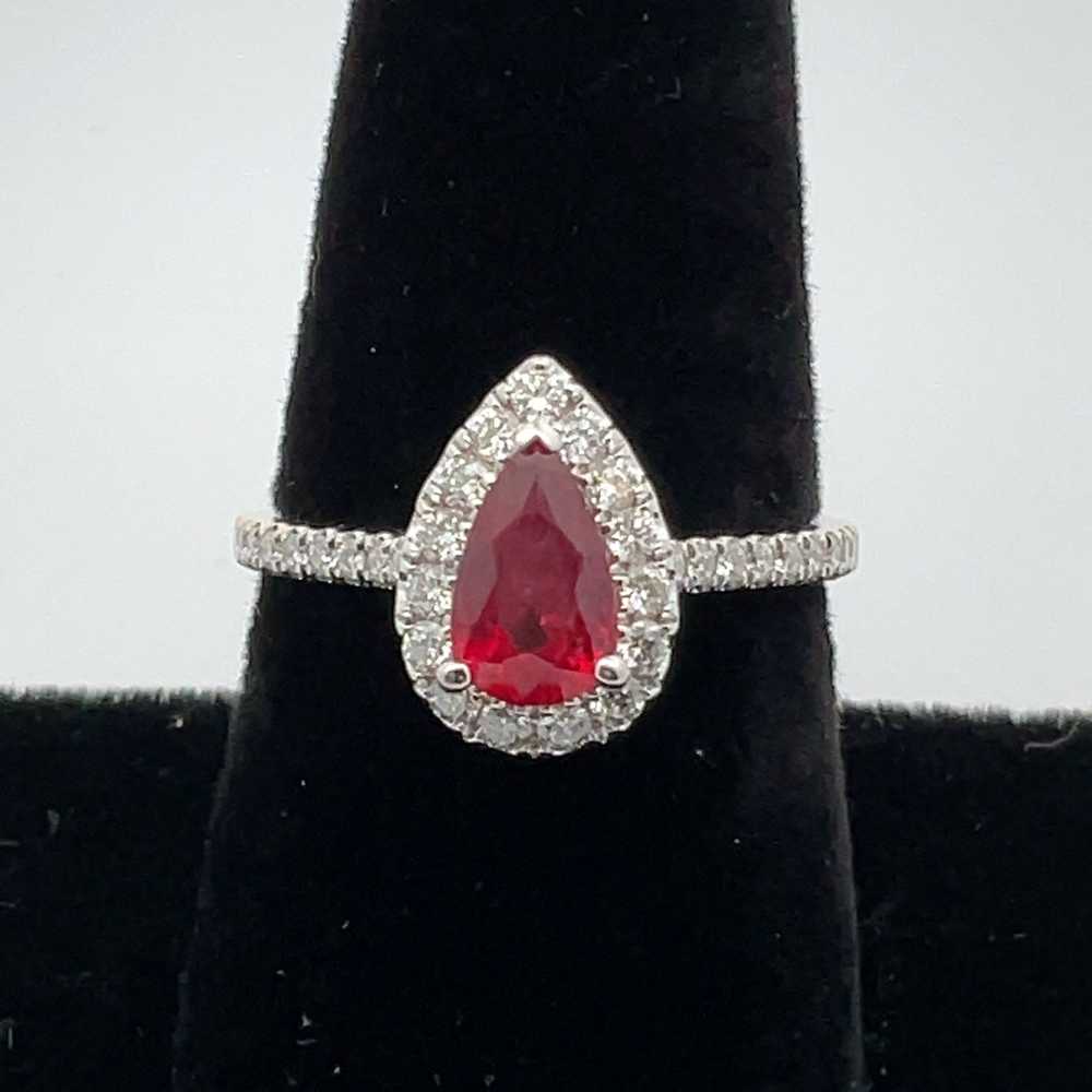 18K W Gold Pear Shaped Color Changing AA Ruby Dia… - image 5