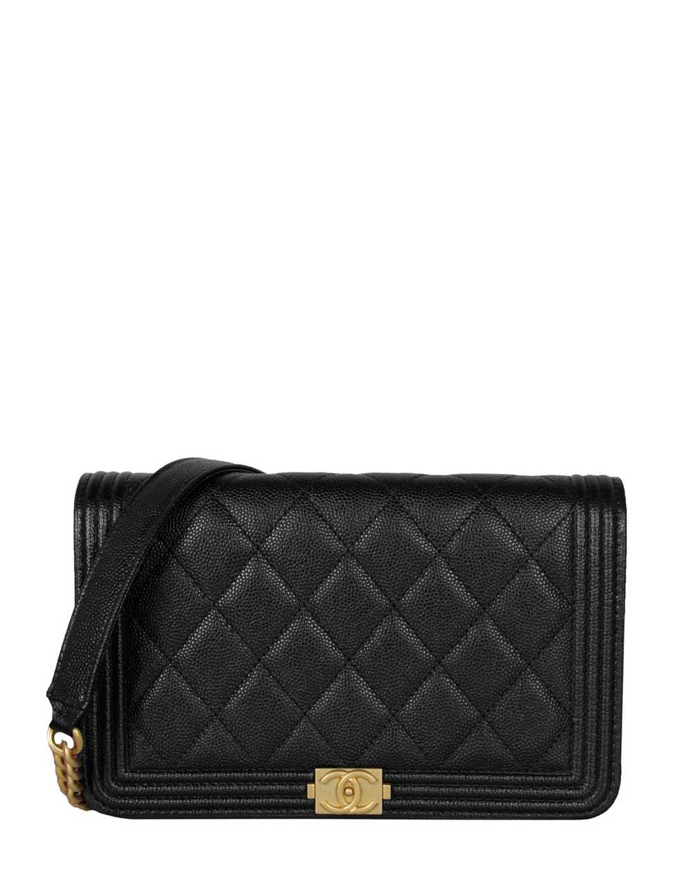 Chanel 2023 Black Caviar Boy Wallet on Chain WOC … - image 1