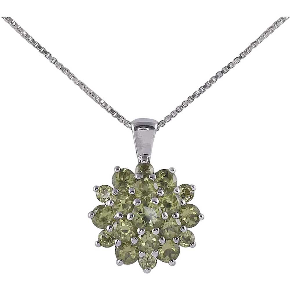 Peridot Cluster Pendant Necklace - image 1