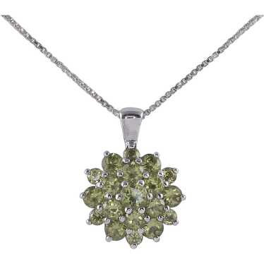 Peridot Cluster Pendant Necklace - image 1