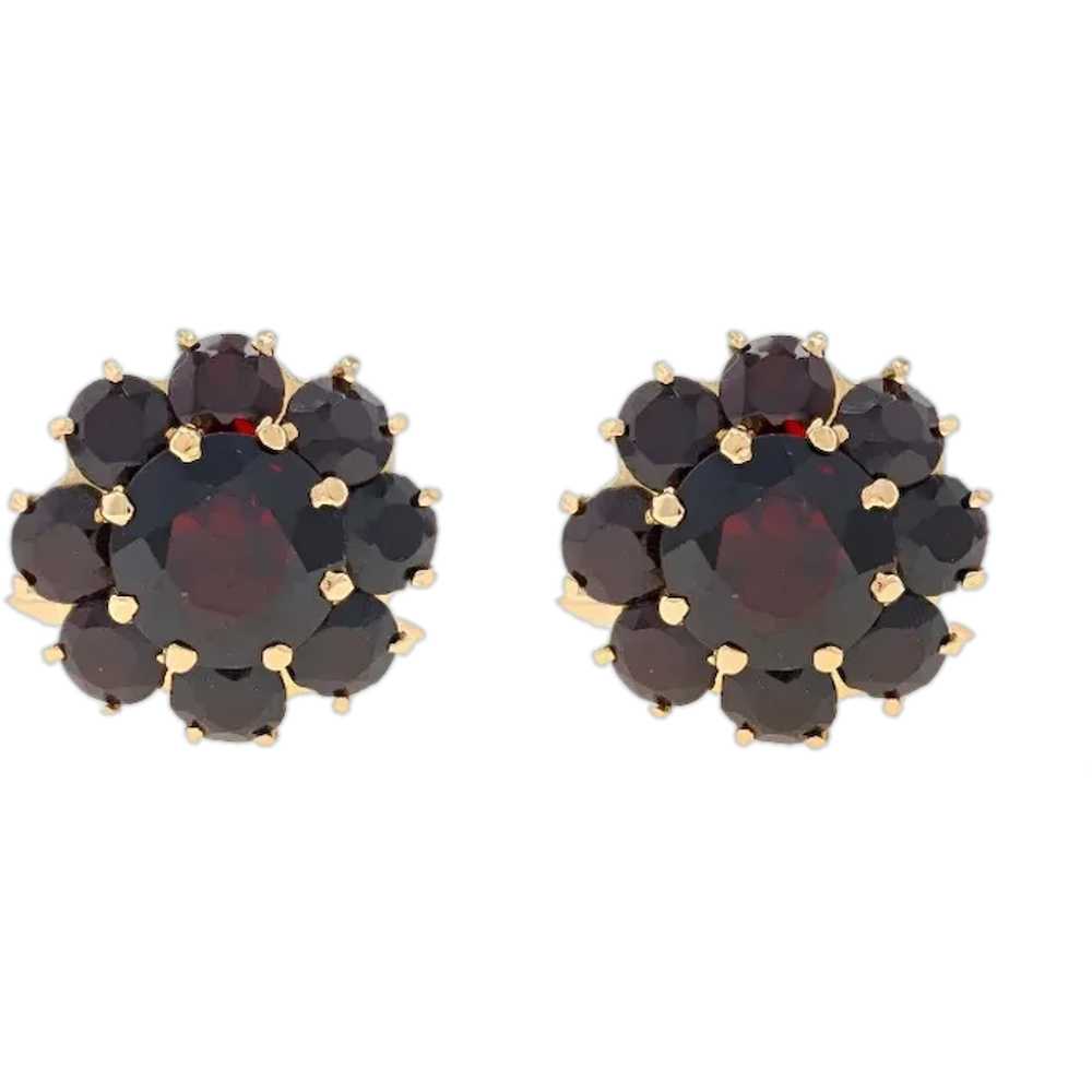 Yellow Gold Garnet Cufflinks - 18k Round 11.20ctw… - image 1