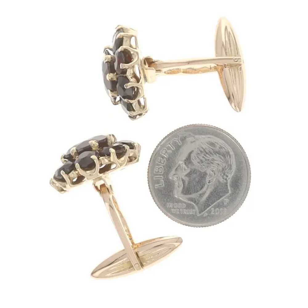 Yellow Gold Garnet Cufflinks - 18k Round 11.20ctw… - image 3