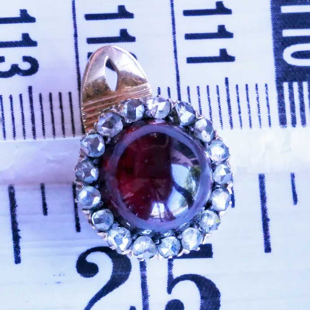 Antique Victorian earrings 18k gold diamonds garn… - image 3