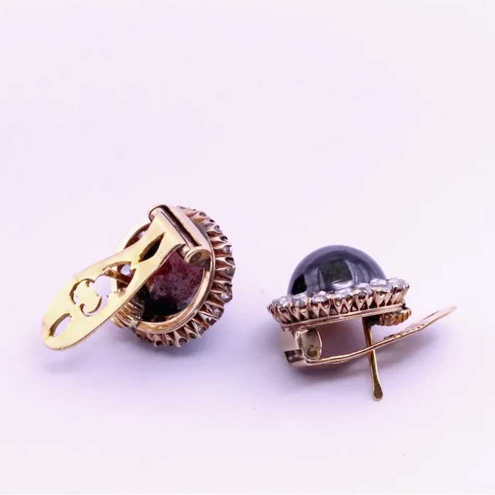 Antique Victorian earrings 18k gold diamonds garn… - image 4