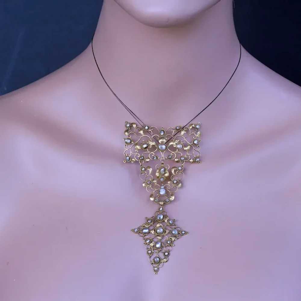 Antique Baroque pendant collar stomacher 22k gold… - image 5