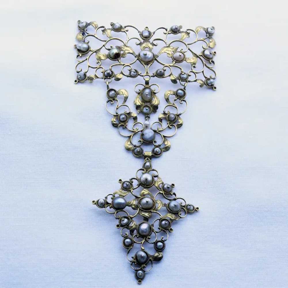 Antique Baroque pendant collar stomacher 22k gold… - image 6