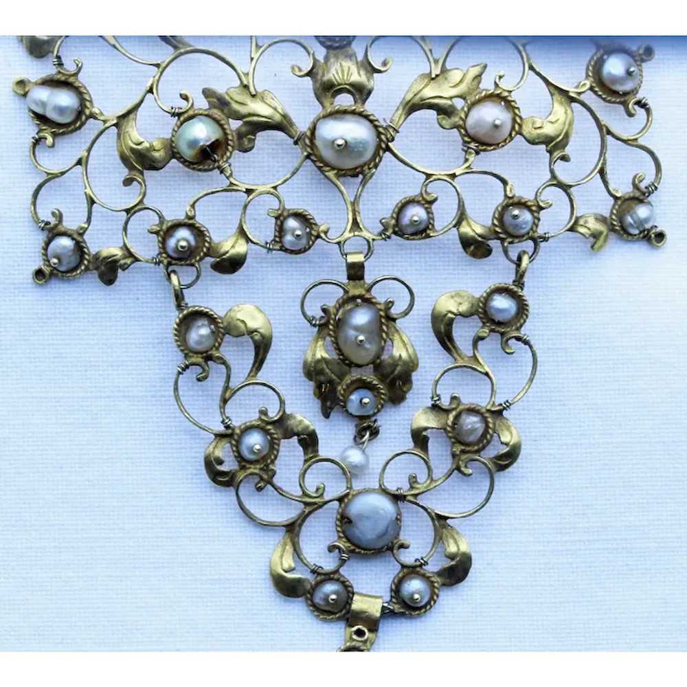 Antique Baroque pendant collar stomacher 22k gold… - image 8