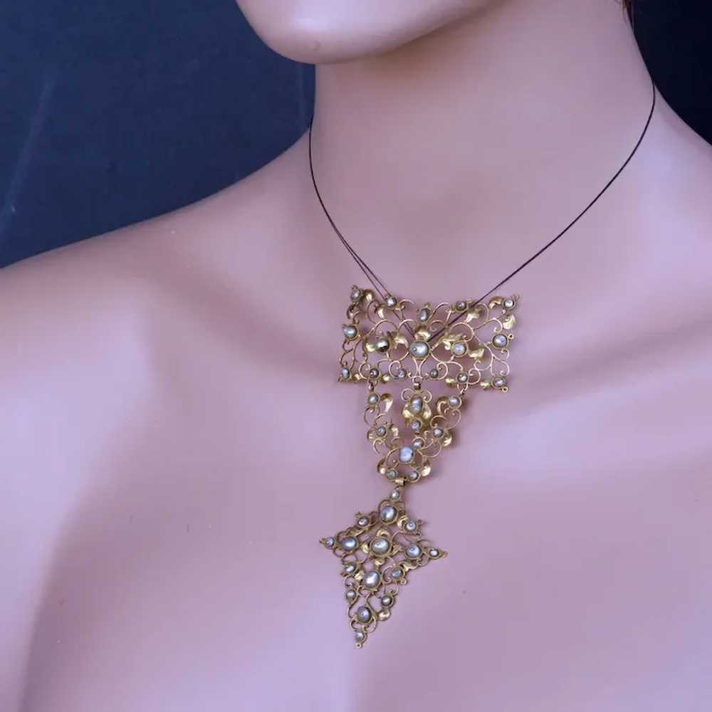 Antique Baroque pendant collar stomacher 22k gold… - image 9