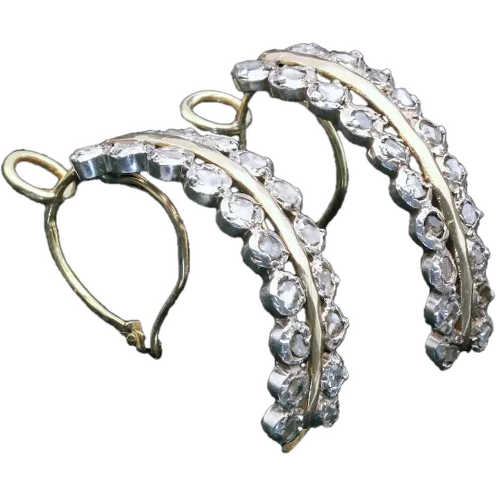 Antique Georgian earrings poissarde gold diamonds… - image 1