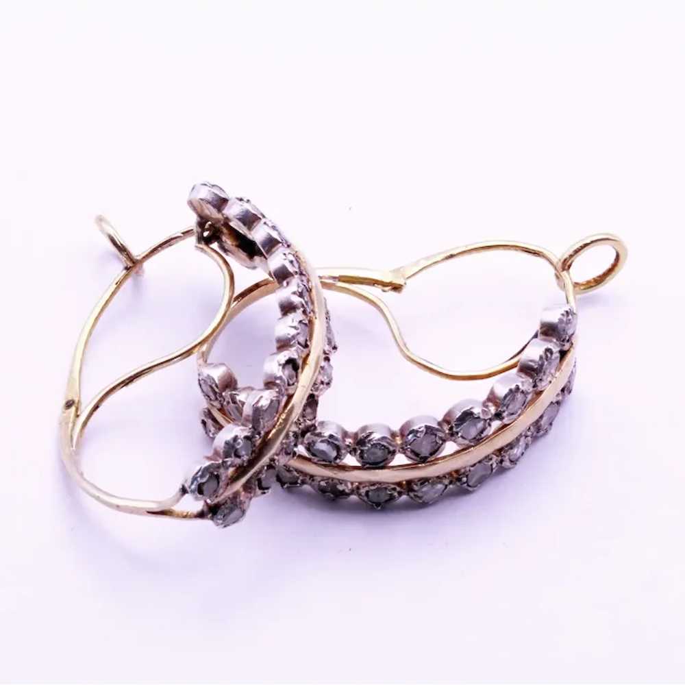 Antique Georgian earrings poissarde gold diamonds… - image 6