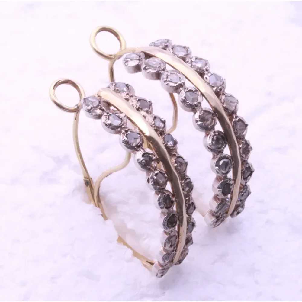Antique Georgian earrings poissarde gold diamonds… - image 8