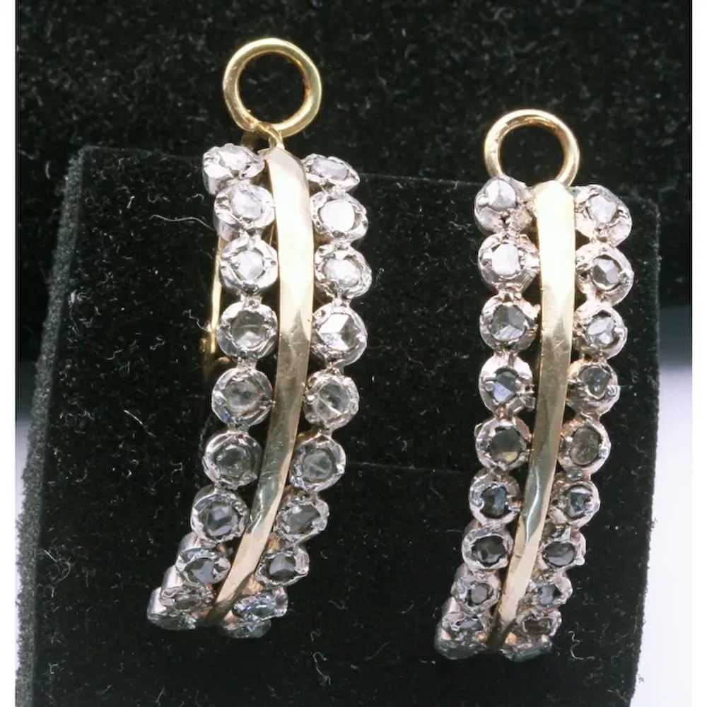 Antique Georgian earrings poissarde gold diamonds… - image 9