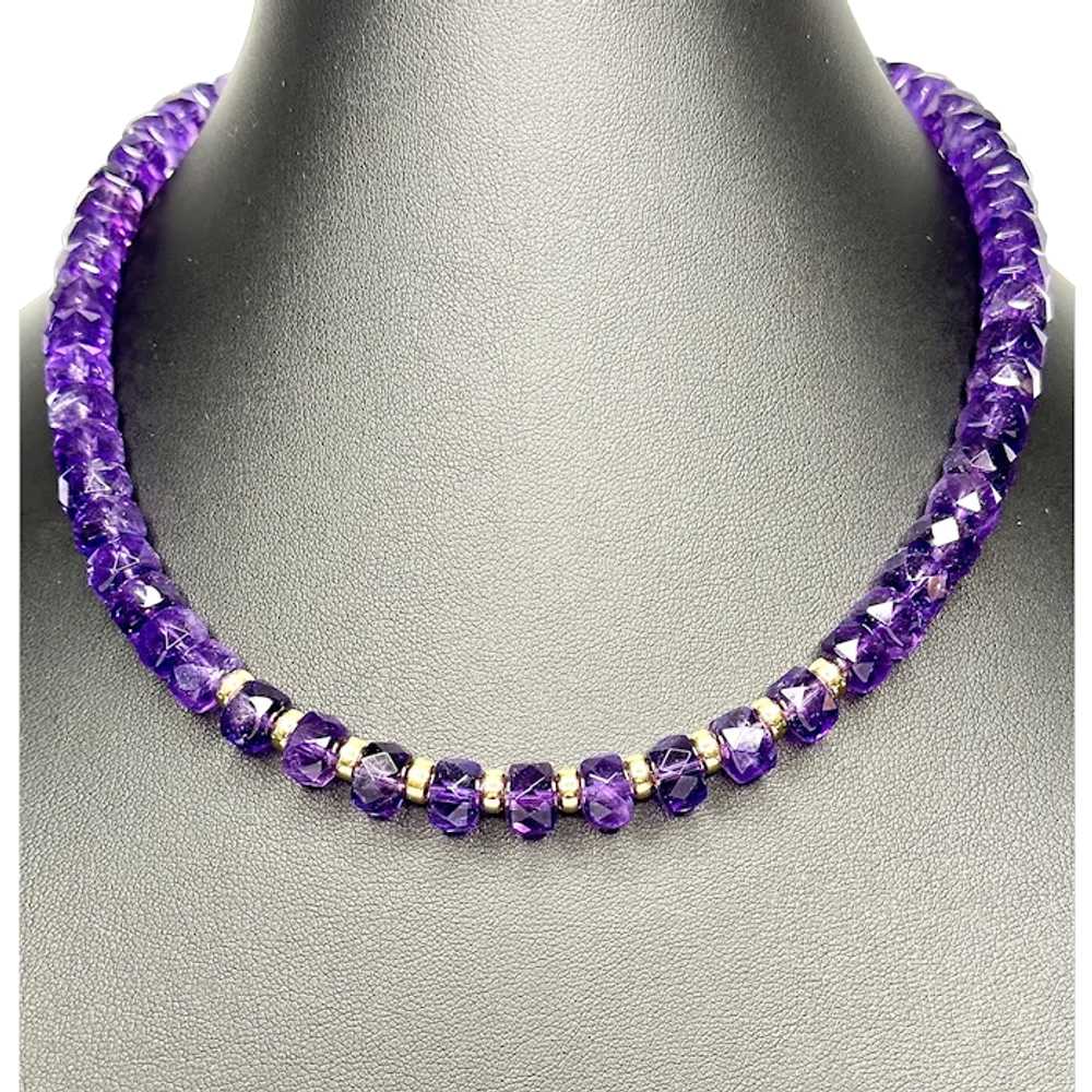 Faceted Amethyst and 14k Gold Necklace - image 1