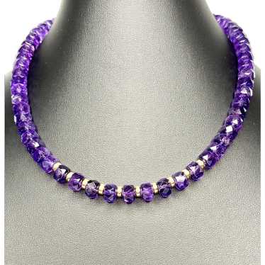 Faceted Amethyst and 14k Gold Necklace - image 1