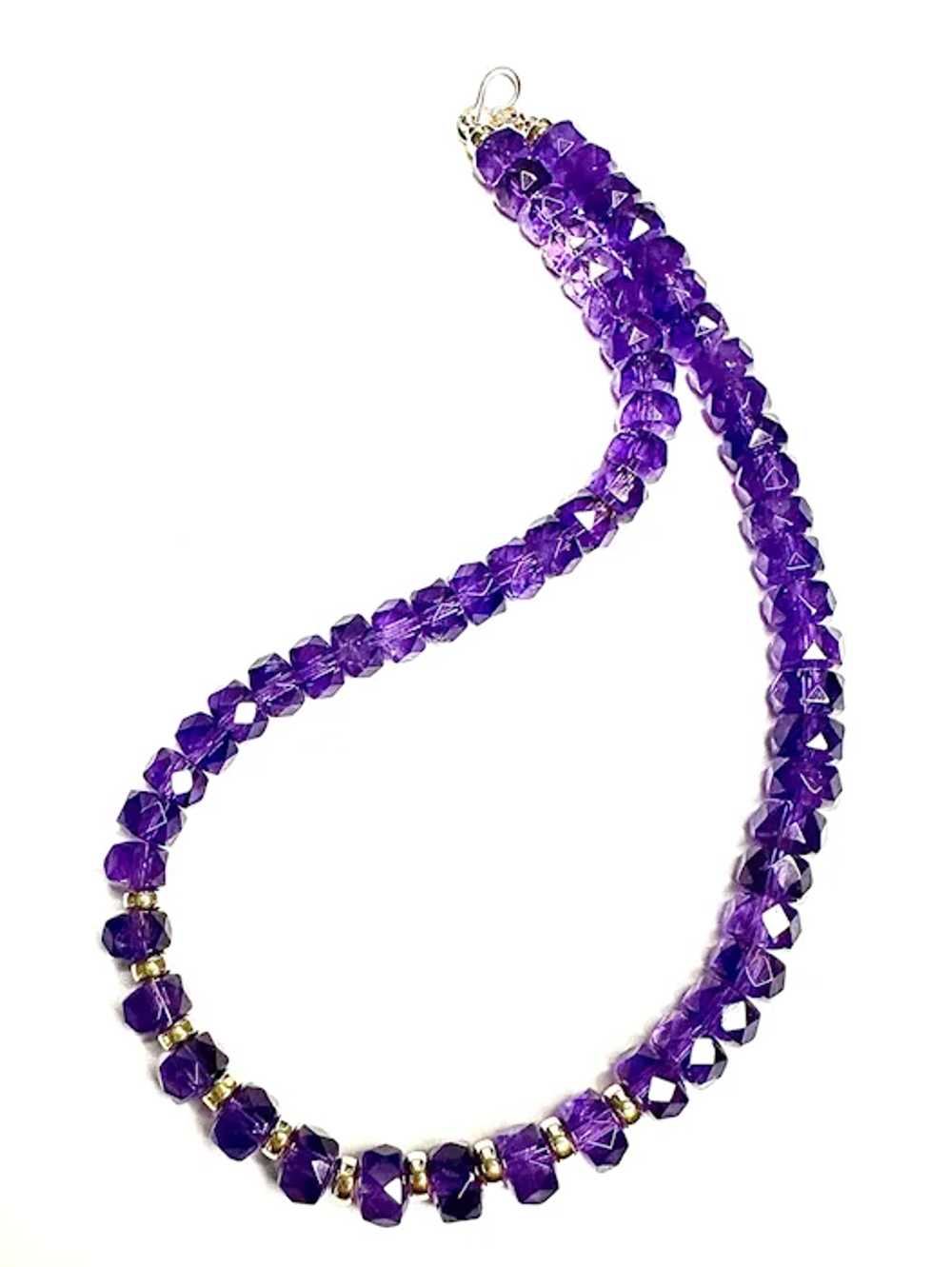 Faceted Amethyst and 14k Gold Necklace - image 2