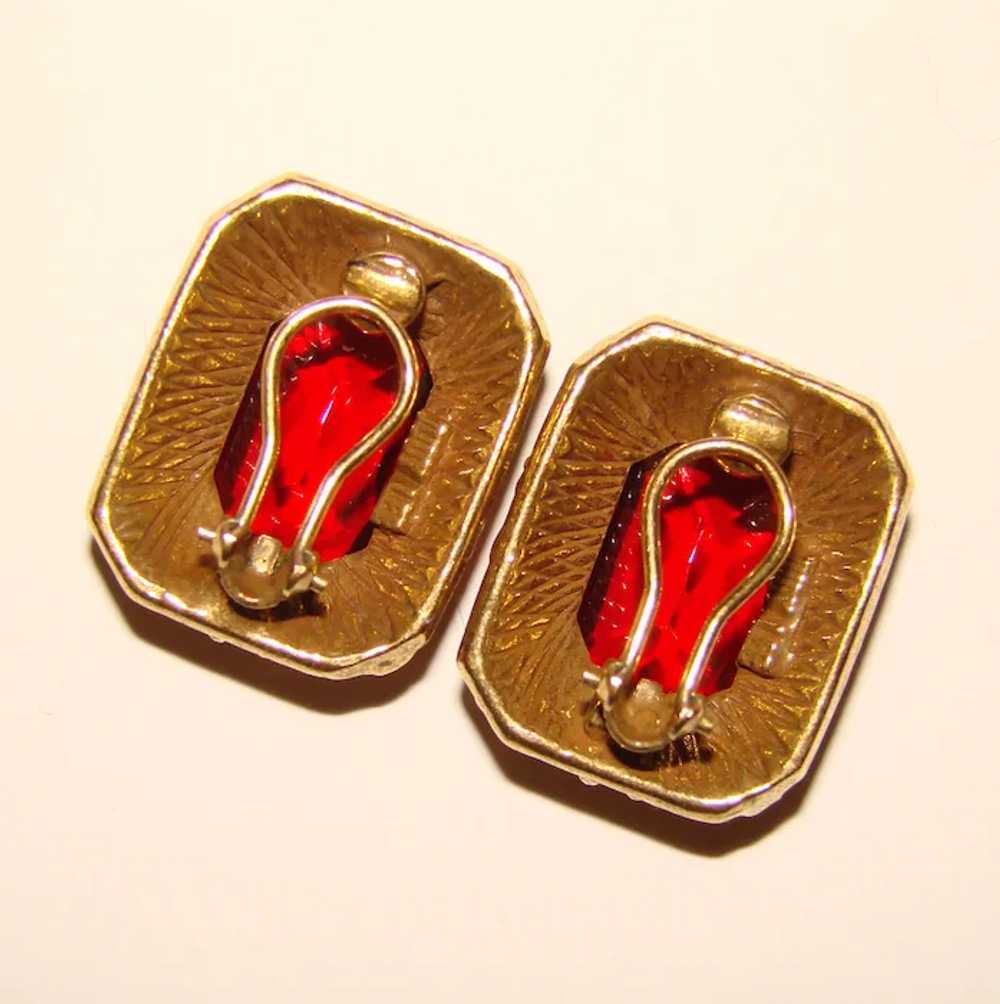 Fabulous JUDY LEE Red Stones Signed Vintage Clip … - image 2