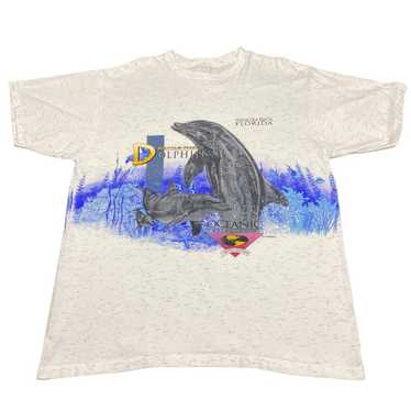 VTG World Of Fun Dolphins T Shirt Nature Size XL Single Stitch