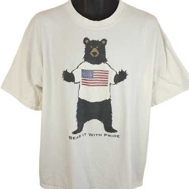 Vintage Hanes Teddy Bear outlets Navy Blue American Flag Beaded Fringe Shirt Patriotic