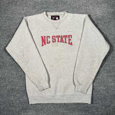 Hot Rare! Vintage Wolfpack North Carolina State Big Logo Spell Out Crewneck Grey Color Pullover Jumper Sweatshirt Sportswear University Football