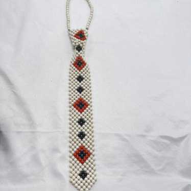 Handmade VTG beaded necklace tie - image 1