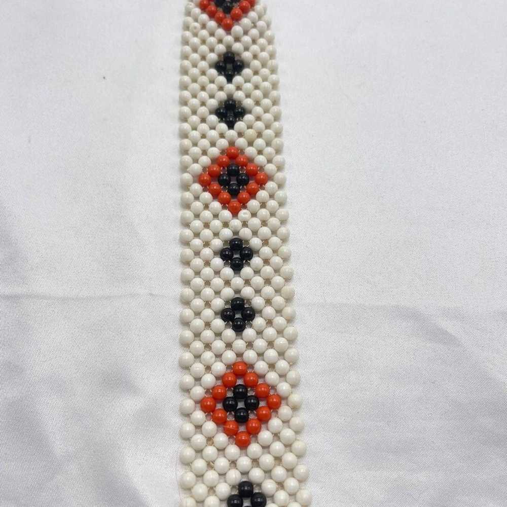 Handmade VTG beaded necklace tie - image 3