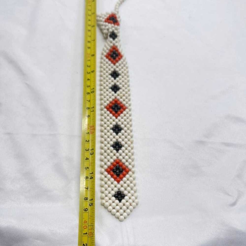 Handmade VTG beaded necklace tie - image 4