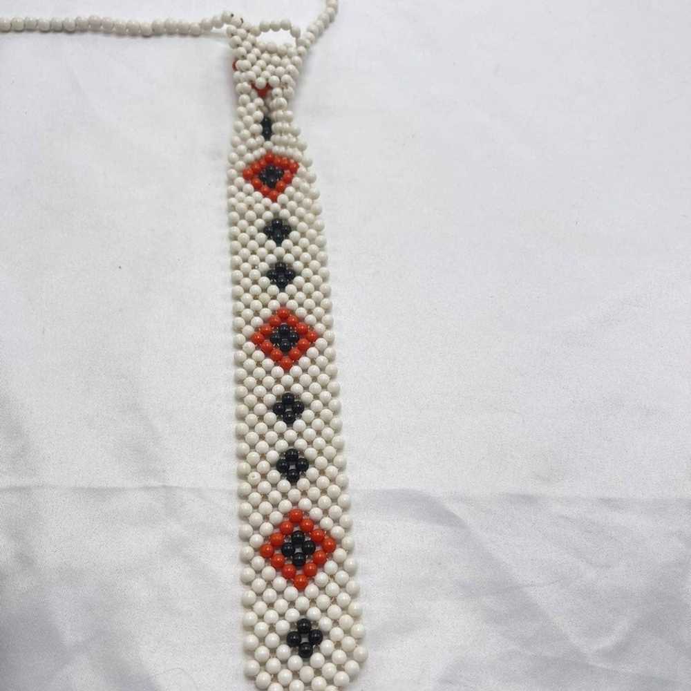 Handmade VTG beaded necklace tie - image 5