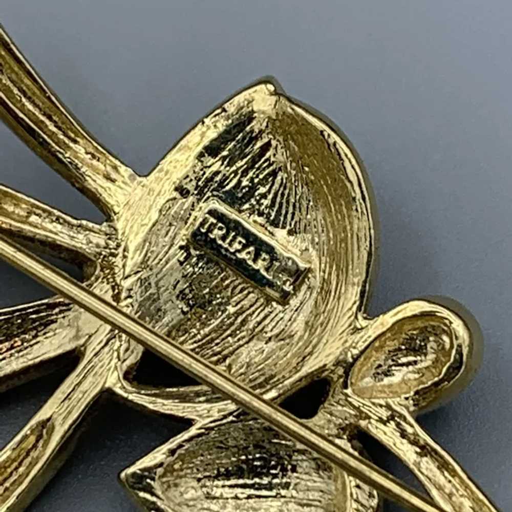 Vintage Trifari Statement Brooch Pin Signed Gold … - image 4