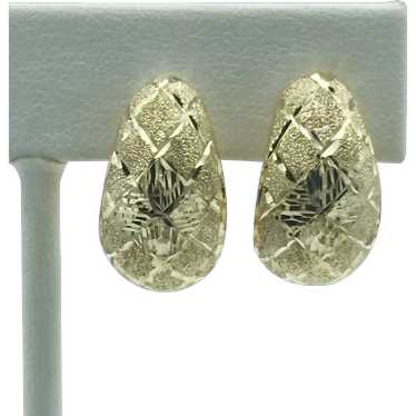 14K Diamond-Cut Hoop Earrings - image 1