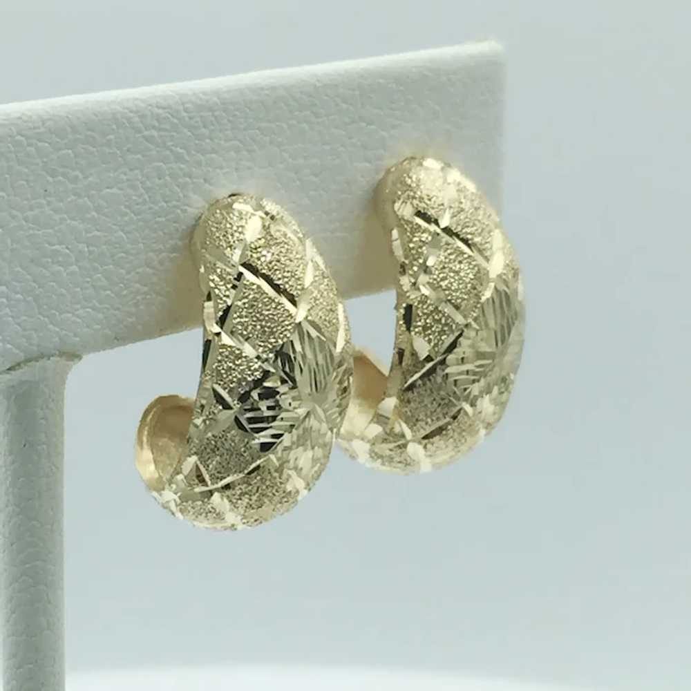 14K Diamond-Cut Hoop Earrings - image 2
