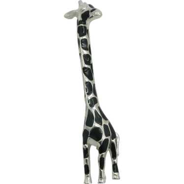 Carolee 4 1/4" Long Neck Giraffe Brooch Black Ena… - image 1