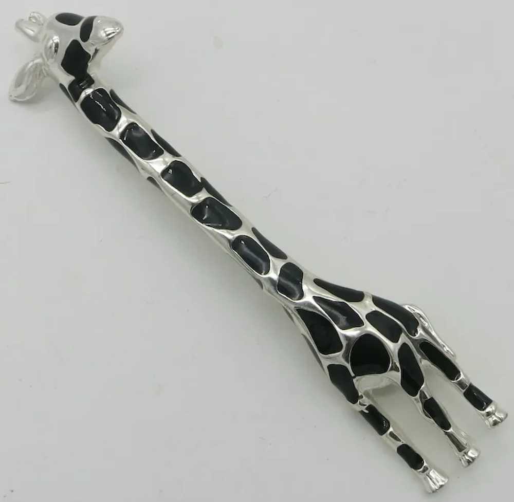 Carolee 4 1/4" Long Neck Giraffe Brooch Black Ena… - image 2