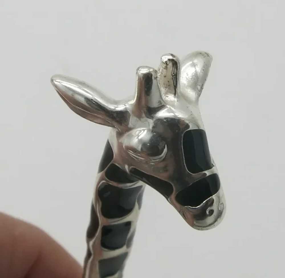 Carolee 4 1/4" Long Neck Giraffe Brooch Black Ena… - image 3