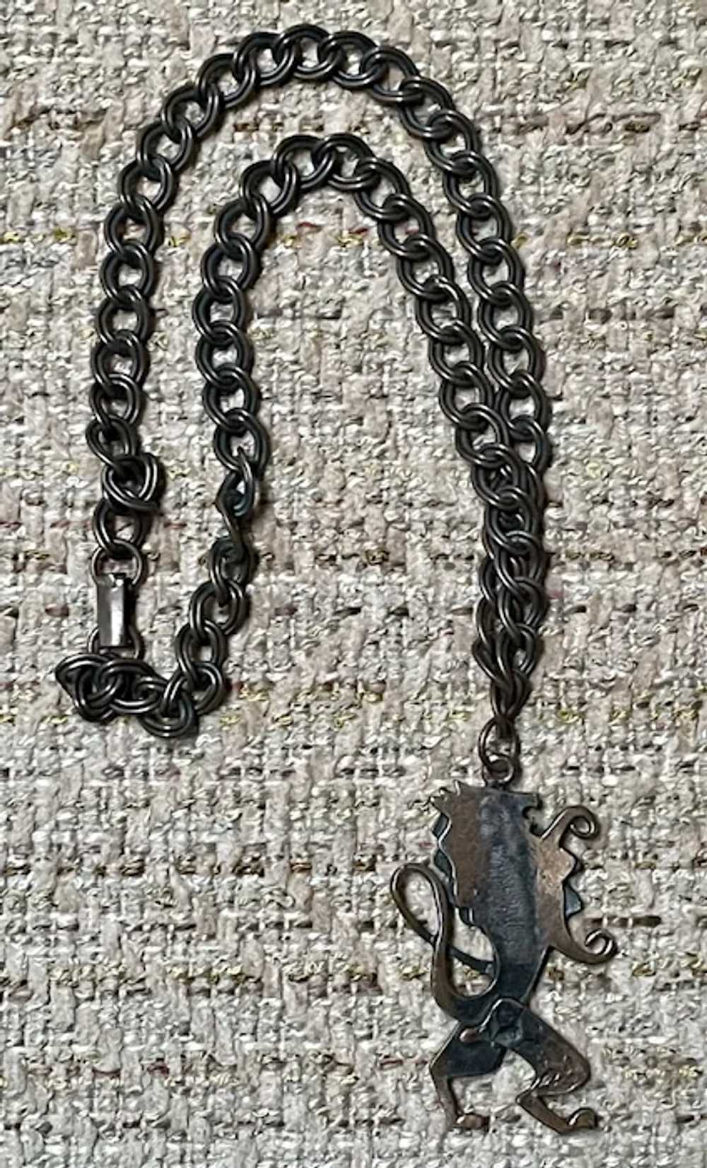 Fun Copper Pendant Necklace with Lion  - Circa 19… - image 5