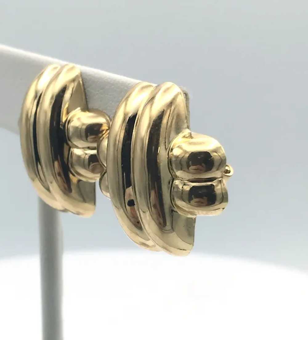 14K Gold Criss Cross Earrings - image 2
