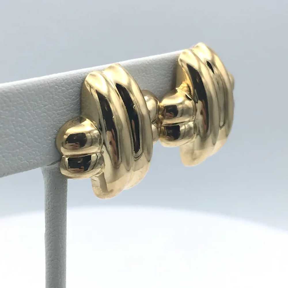 14K Gold Criss Cross Earrings - image 3