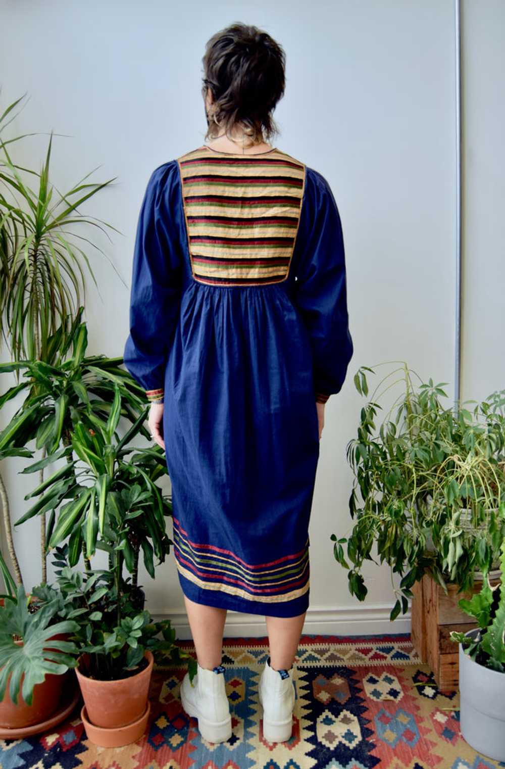 Seventies Navy Indian Cotton Dress - image 2