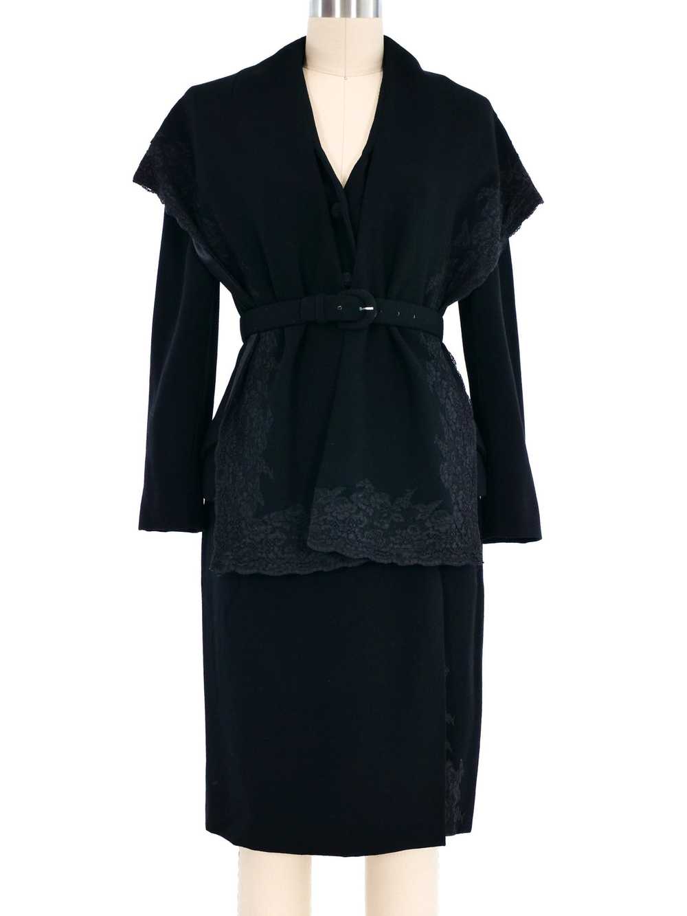 1998 Christian Dior Lace Trim Wrap Skirt And Jack… - image 1
