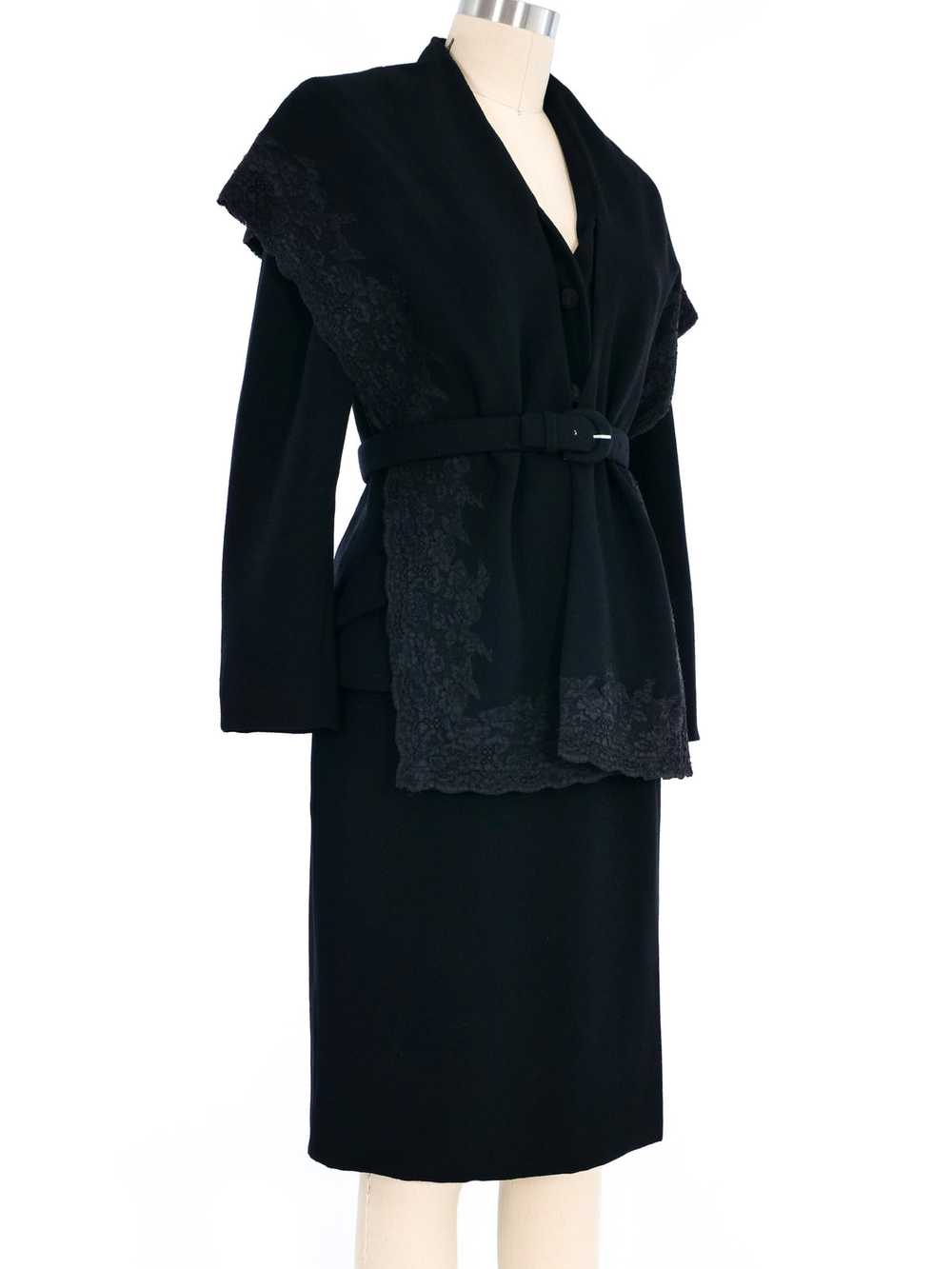 1998 Christian Dior Lace Trim Wrap Skirt And Jack… - image 3