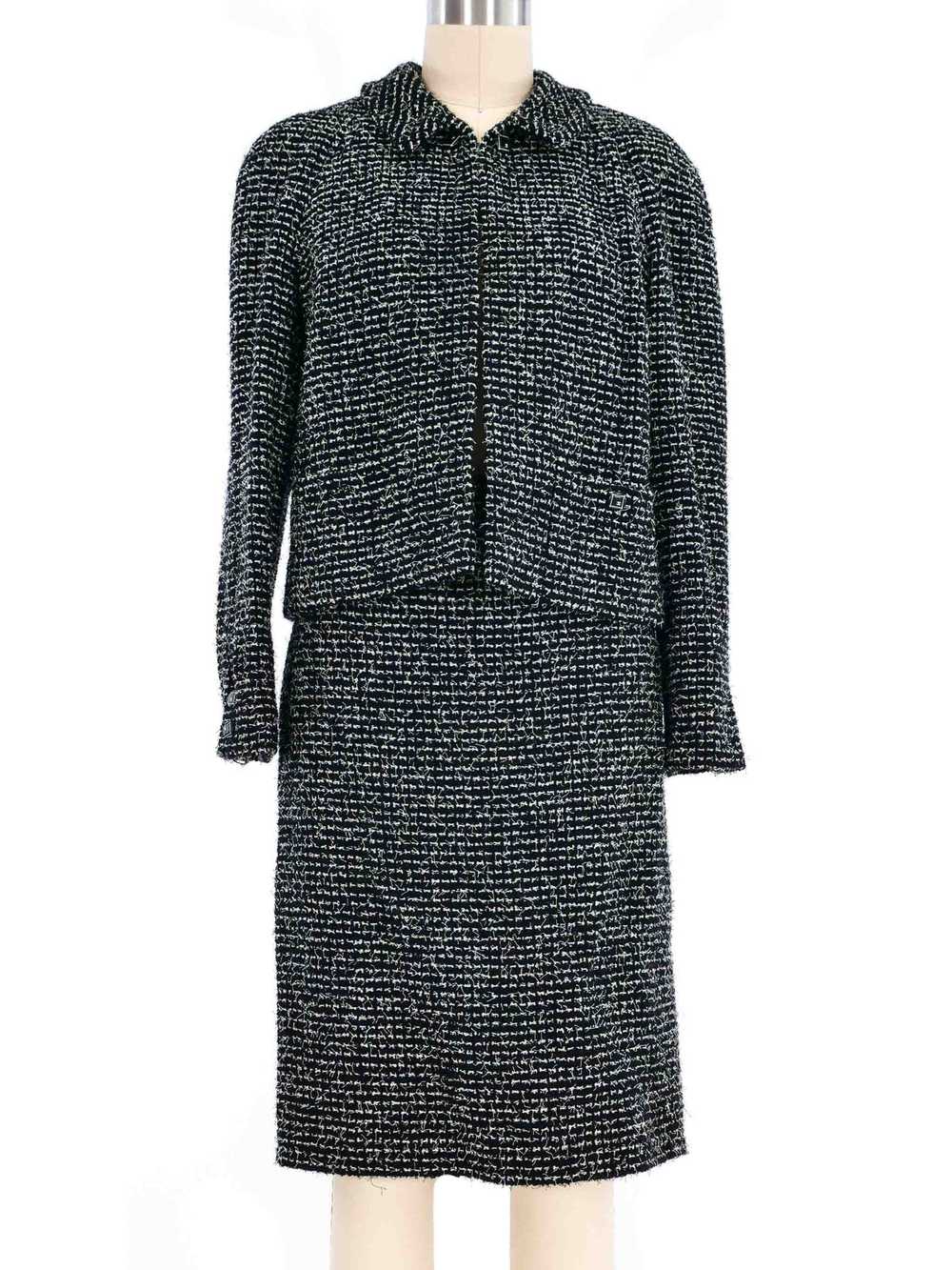 2000s Chanel Black And White Tweed Skirt Suit - Gem