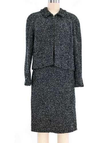 2000s Chanel Black And White Tweed Skirt Suit