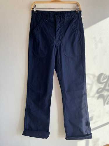 Vintage 80s Navy Blue Cotton Trousers, 80s Stirrup Pants, Vintage