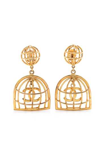 CHANEL Pre-Owned caged CC clip-on earrings - Gold